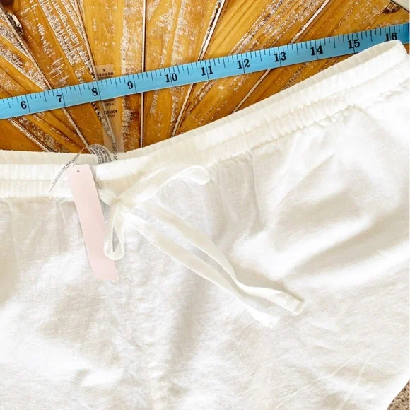 NWT Victoria’s Secret Drawstring Waist Linen Cover-up Shorts in White - Picture 10 of 13